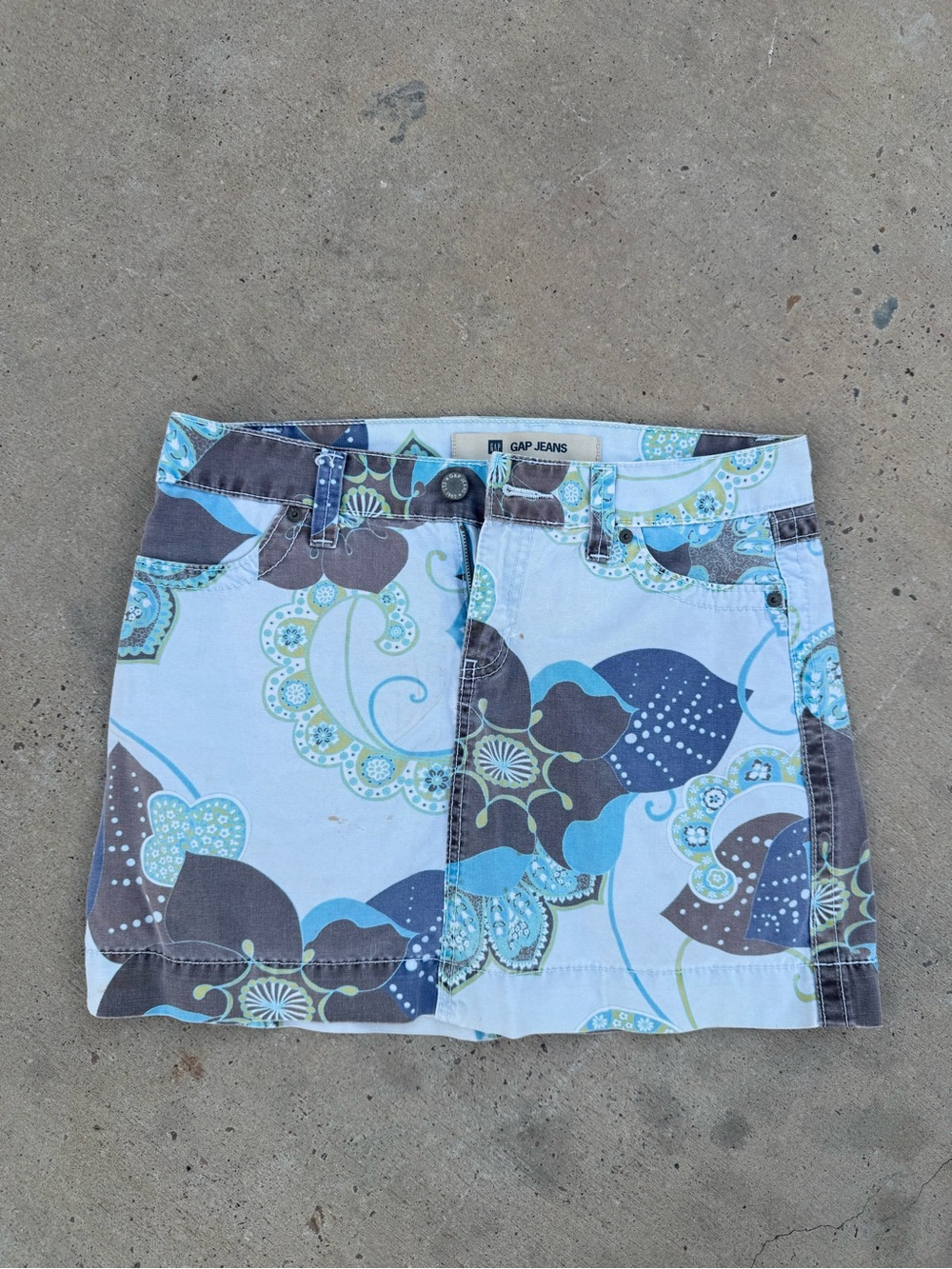 Vintage Gap Jeans Paisley Floral Denim Mini Skirt